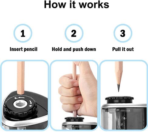 Fully Automatic Electric Portable Variable Mode Pencil Sharpener, Suitable for Children/Adults, Suitable for Pencils (6-8mm)/ School/Classroom/Office/Home in Saudi Arabia
