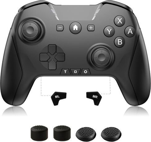 PlayHard Switch Controller, Wireless Switch Pro Controllers with Thumb Grip Caps for SWITCH/OLED/LITE, Remote Gamepad for Switch Pro, Programmable, NFC, Turbo, Vibration, Axis Gyro (Black) in Saudi Arabia