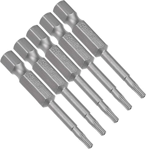 uxcell 5 Pcs T8 Magnetic Torx Screwdriver Bits, 1/4 Inch Hex Shank 2-inch Length S2 Security Tamper Proof Screw Driver Kit Tools in Saudi Arabia