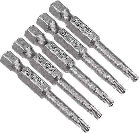 uxcell 5 Pcs T8 Magnetic Torx Screwdriver Bits, 1/4 Inch Hex Shank 2-inch Length S2 Security Tamper Proof Screw Driver Kit Tools in Saudi Arabia