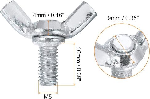 30 قطعة من مسامير فراشة الجناح M5x10mm من Uxcell، براغي يدوية للإبهام، براغي فراشة من الفولاذ الكربوني in Kuwait