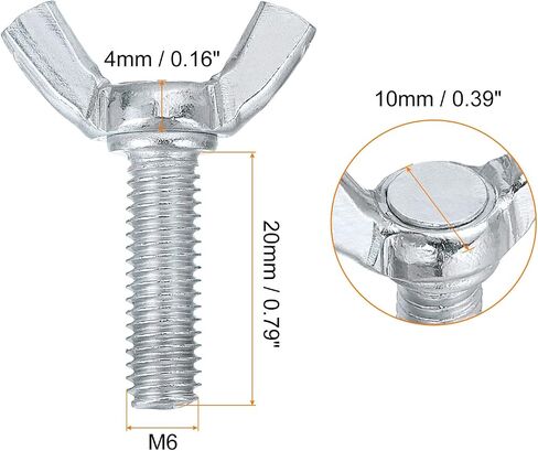 30 قطعة من مسامير فراشة الجناح M5x10mm من Uxcell، براغي يدوية للإبهام، براغي فراشة من الفولاذ الكربوني in Kuwait