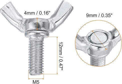 30 قطعة من مسامير فراشة الجناح M5x10mm من Uxcell، براغي يدوية للإبهام، براغي فراشة من الفولاذ الكربوني in Kuwait