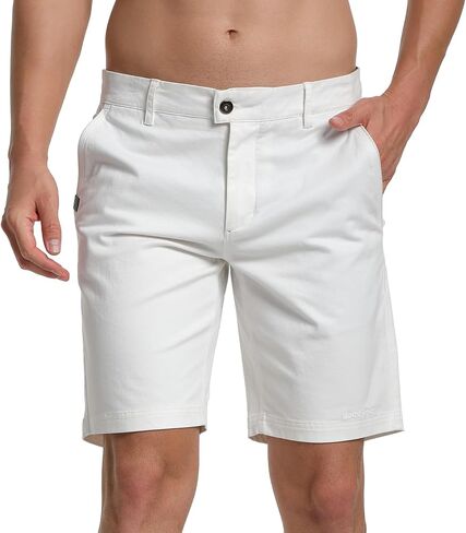 Mens Casual Golf Shorts 9.5 inch Inseam Above The Knee Flat Front Chino Shorts with Pockets in Saudi Arabia