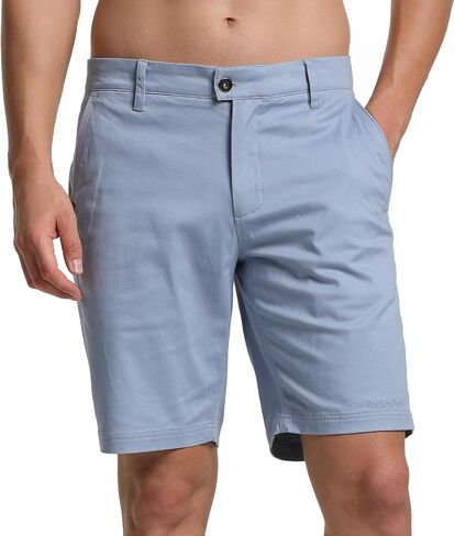 Mens Casual Golf Shorts 9.5 inch Inseam Above The Knee Flat Front Chino Shorts with Pockets in Saudi Arabia