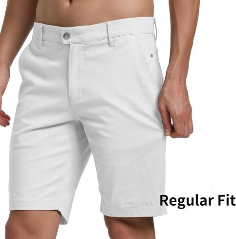 Mens Casual Golf Shorts 9.5 inch Inseam Above The Knee Flat Front Chino Shorts with Pockets in Saudi Arabia