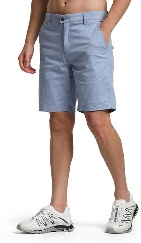 Mens Casual Golf Shorts 9.5 inch Inseam Above The Knee Flat Front Chino Shorts with Pockets in Saudi Arabia