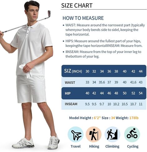 Mens Casual Golf Shorts 9.5 inch Inseam Above The Knee Flat Front Chino Shorts with Pockets in Saudi Arabia