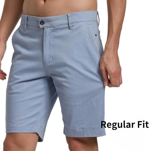 Mens Casual Golf Shorts 9.5 inch Inseam Above The Knee Flat Front Chino Shorts with Pockets in Saudi Arabia