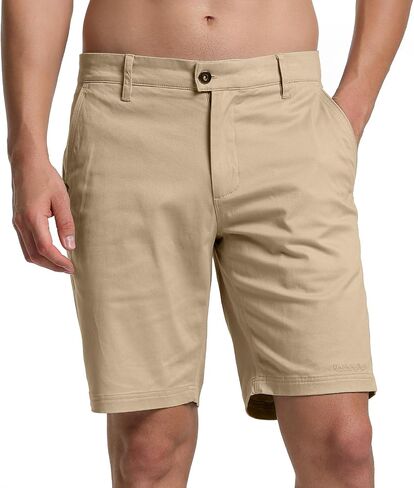 Mens Casual Golf Shorts 9.5 inch Inseam Above The Knee Flat Front Chino Shorts with Pockets in Saudi Arabia