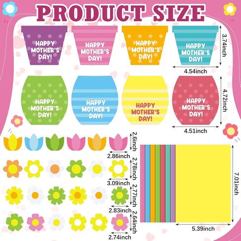Geyee 16 Sets Mother's Day Greeting Card Kit for Kids Flower Pots Card Making Kit with Ribbon Happy Mother's Day DIY Card Art and Craft Projects Gifts for Kids Classroom Game Home Fun Activities in Saudi Arabia