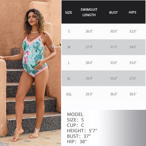 Bhome Maternity Swimsuit One Piece with Cover Up V Neck Maternity Bathing Suit Sets Pregnant Swimwear in Saudi Arabia