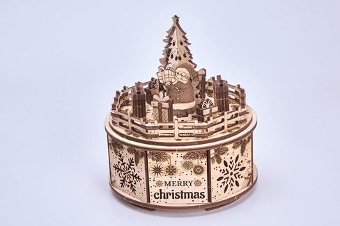 Wood Trick Music Box Gifts from Santa Model Kit - We Wish You a Merry Christmas Beautiful Melody - Very Sturdy and Ecological - 6x5″ - 3D Wooden Puzzle in Saudi Arabia