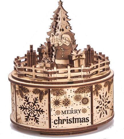 Wood Trick Music Box Gifts from Santa Model Kit - We Wish You a Merry Christmas Beautiful Melody - Very Sturdy and Ecological - 6x5″ - 3D Wooden Puzzle in Saudi Arabia