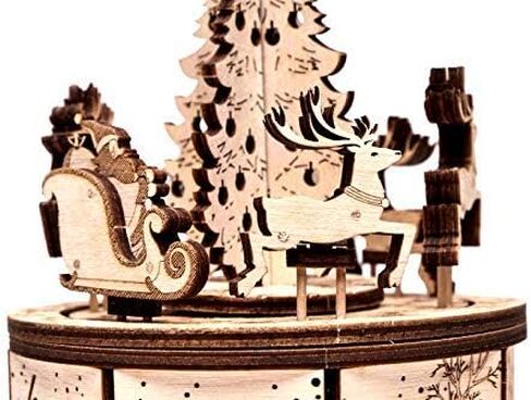 هدايا صندوق الموسيقى Wood Trick من مجموعة نماذج سانتا - نتمنى لك عيد ميلاد سعيد لحن جميل - قوي جدًا وصديق للبيئة - 6 × 5 بوصة - لغز خشبي ثلاثي الأبعاد in Kuwait