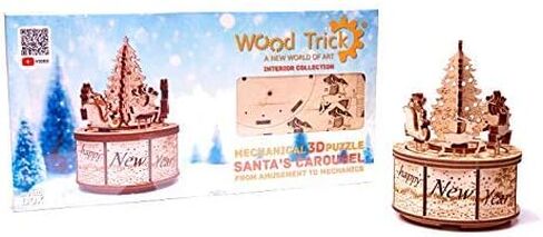هدايا صندوق الموسيقى Wood Trick من مجموعة نماذج سانتا - نتمنى لك عيد ميلاد سعيد لحن جميل - قوي جدًا وصديق للبيئة - 6 × 5 بوصة - لغز خشبي ثلاثي الأبعاد in Kuwait