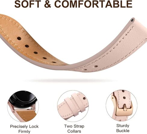 سوار جلد GEAK متوافق مع ساعة سامسونج جالاكسي 5 40 ملم 44 ملم/ساعة جالاكسي 6/ساعة 4 44 ملم 40 ملم/ساعة جالاكسي 4 الكلاسيكية 46 ملم 42 ملم، 20 ملم للنساء والرجال، وردي in Kuwait