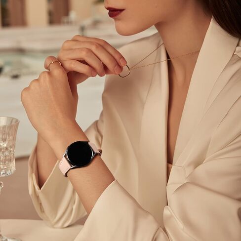 سوار جلد GEAK متوافق مع ساعة سامسونج جالاكسي 5 40 ملم 44 ملم/ساعة جالاكسي 6/ساعة 4 44 ملم 40 ملم/ساعة جالاكسي 4 الكلاسيكية 46 ملم 42 ملم، 20 ملم للنساء والرجال، وردي in Kuwait