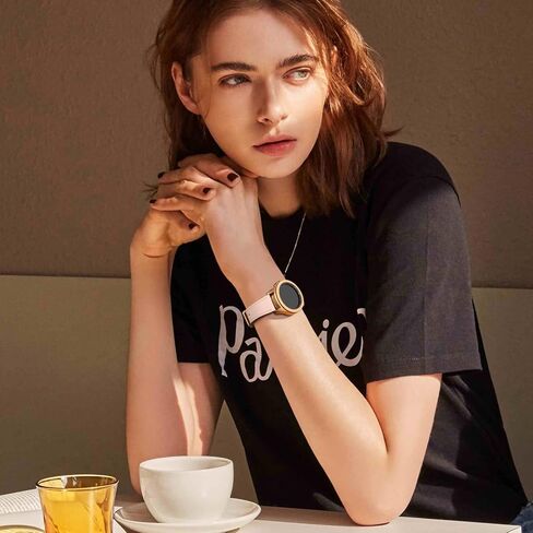 سوار جلد GEAK متوافق مع ساعة سامسونج جالاكسي 5 40 ملم 44 ملم/ساعة جالاكسي 6/ساعة 4 44 ملم 40 ملم/ساعة جالاكسي 4 الكلاسيكية 46 ملم 42 ملم، 20 ملم للنساء والرجال، وردي in Kuwait