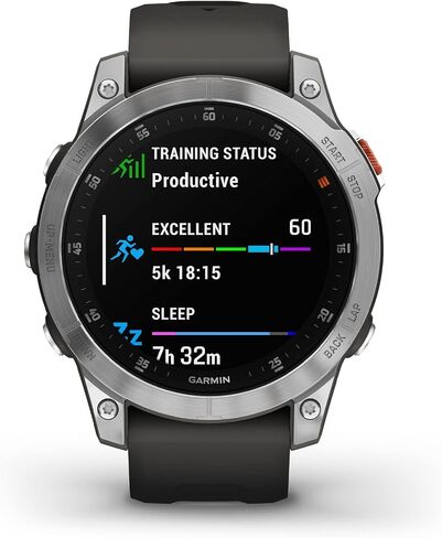 Garmin epix Gen 2، ساعة ذكية نشطة متميزة، ميزات الصحة والعافية، شاشة AMOLED تعمل باللمس، ساعة مغامرة بميزات متقدمة، تيتانيوم أبيض (متجدد) in Kuwait