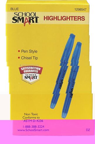 School Smart Non Toxic Chisel Tip Highlighters - Pack of 12 - Blue in Saudi Arabia