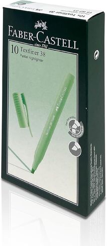 Faber-Castell Textliner 38 Pastel Highlighter Pen(Box of 10, Lemon) -2 Line Widths for broad and fine marking, Unique Soft Pastel Colors, Clipped Holder, Great Marking Performance For Adults & Kids in Saudi Arabia
