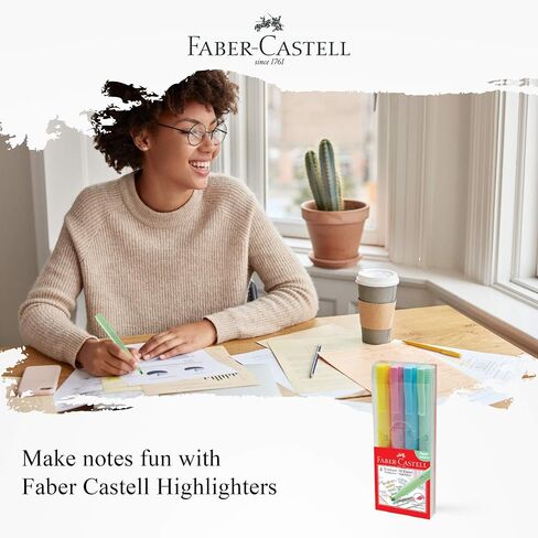 Faber-Castell Textliner 38 Pastel Highlighter Pen(Box of 10, Lemon) -2 Line Widths for broad and fine marking, Unique Soft Pastel Colors, Clipped Holder, Great Marking Performance For Adults & Kids in Saudi Arabia