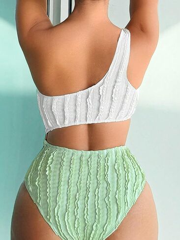Milumia Women's One Shoulder Swimsuits Cut Out Color Block Monokini Bathing Suits in Saudi Arabia