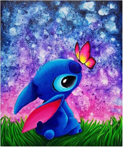 Paint by Number Stitch DIY Paint by Numbers Kit for Adults Kids Beginner Stitch DIY Canvas Painting by Numbers Painting Acrylic Painting for Home Decoration Stitch with Butterfly 16x20 Inch in Saudi Arabia