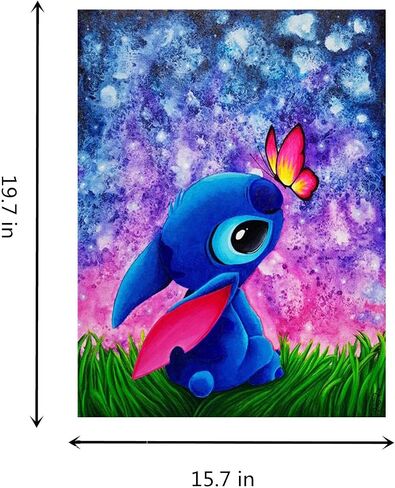 Paint by Number Stitch DIY Paint by Numbers Kit for Adults Kids Beginner Stitch DIY Canvas Painting by Numbers Painting Acrylic Painting for Home Decoration Stitch with Butterfly 16x20 Inch in Saudi Arabia