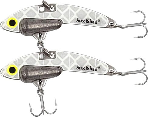 سلسلة SteelShad الصغيرة (1/4 أونصة) - عبوتان - طُعم صيد يتوهج في الظلام - طُعم كرنك بدون شفاه لصيد الأسماك في المياه العذبة - مثالي لصيد الأسماك على الجليد، وصيد الأسماك في المقلاة، والكرابي، والعين الرمادية، والباس in Kuwait
