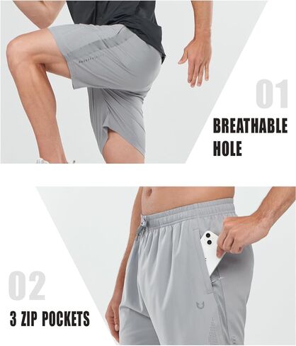 NORTHYARD Men's Athletic Running Shorts 7 Inch Quick Dry Lightweight Workout Gym Training Outdoor Sports Shorts in Kuwait