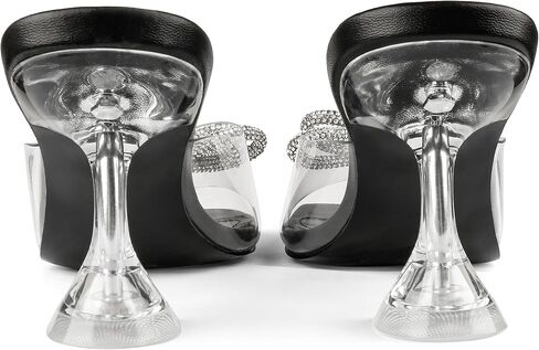 صنادل Zzheels سهلة الارتداء بكعب مكتنز شفاف للنساء بكعب منخفض وأحذية مربعة عند الأصابع للفستان in Kuwait