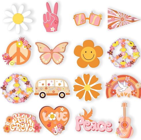 60 قطعة من ديكورات الفصل الدراسي الرائعة بوهو لوحة الإعلانات ديكور الحدود قطع الحفلات الرجعية 60 ثانية هيبي السلام زهرة قطع الورق مع الغراء لحفلات أعياد الميلاد الرائعة لوازم استحمام الطفل in Kuwait