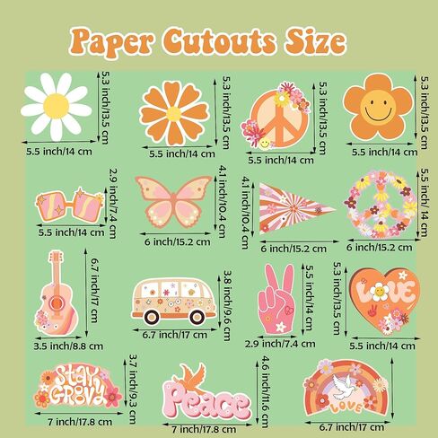 60 قطعة من ديكورات الفصل الدراسي الرائعة بوهو لوحة الإعلانات ديكور الحدود قطع الحفلات الرجعية 60 ثانية هيبي السلام زهرة قطع الورق مع الغراء لحفلات أعياد الميلاد الرائعة لوازم استحمام الطفل in Kuwait