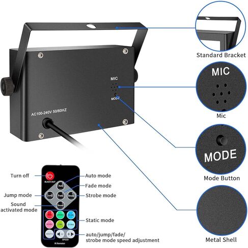 ضوء ستروب للحفلات - 96 RGB LED مع جهاز التحكم عن بعد والصوت المنشط ضوء ستروب لحفلات الغرفة وحفلات الرقص وحفلات الزفاف وأعياد الميلاد وإضاءة DJ in Kuwait