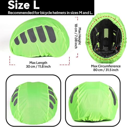 غطاء خوذة، غطاء خوذة دراجة مقاوم للماء مع شريط عاكس، أغطية خوذات الدراجات الجبلية الليلية المرئية، غطاء خوذة ركوب الدراجات مقاوم للرياح وجيد التهوية (أخضر -H) in Kuwait