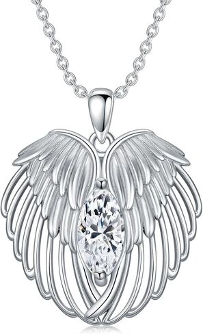 أجنحة الملاك قلادة 925 الفضة الاسترليني جوهرة قلادة الجارديان أجنحة الملاك الأحجار الكريمة قلادة مجوهرات الذكرى هدايا عيد ميلاد للنساء الفتيات in Kuwait