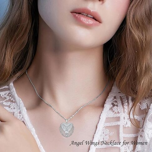 أجنحة الملاك قلادة 925 الفضة الاسترليني جوهرة قلادة الجارديان أجنحة الملاك الأحجار الكريمة قلادة مجوهرات الذكرى هدايا عيد ميلاد للنساء الفتيات in Kuwait