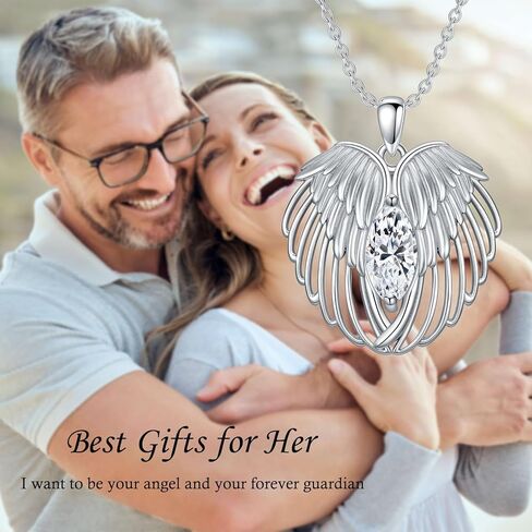 أجنحة الملاك قلادة 925 الفضة الاسترليني جوهرة قلادة الجارديان أجنحة الملاك الأحجار الكريمة قلادة مجوهرات الذكرى هدايا عيد ميلاد للنساء الفتيات in Kuwait