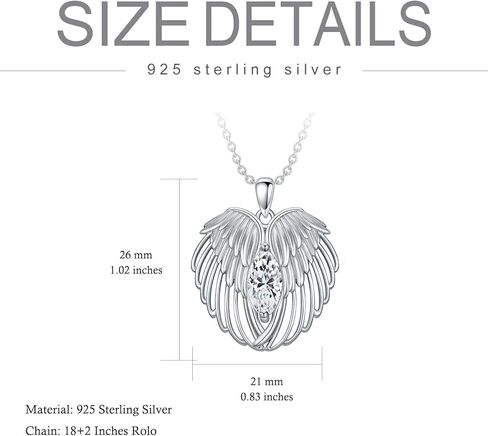 أجنحة الملاك قلادة 925 الفضة الاسترليني جوهرة قلادة الجارديان أجنحة الملاك الأحجار الكريمة قلادة مجوهرات الذكرى هدايا عيد ميلاد للنساء الفتيات in Kuwait