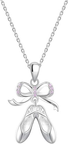 قلادة راقصة الباليه من الفضة الإسترلينية مع شبشب باليه وقلادة مجوهرات هدية للنساء والفتيات المراهقات in Kuwait