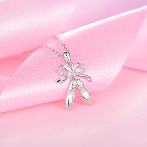 قلادة راقصة الباليه من الفضة الإسترلينية مع شبشب باليه وقلادة مجوهرات هدية للنساء والفتيات المراهقات in Kuwait