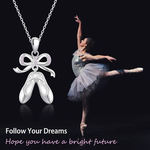قلادة راقصة الباليه من الفضة الإسترلينية مع شبشب باليه وقلادة مجوهرات هدية للنساء والفتيات المراهقات in Kuwait