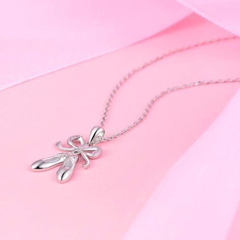 قلادة راقصة الباليه من الفضة الإسترلينية مع شبشب باليه وقلادة مجوهرات هدية للنساء والفتيات المراهقات in Kuwait