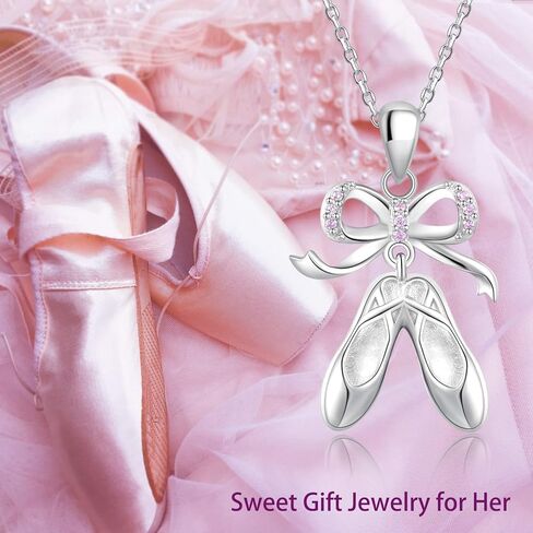 قلادة راقصة الباليه من الفضة الإسترلينية مع شبشب باليه وقلادة مجوهرات هدية للنساء والفتيات المراهقات in Kuwait