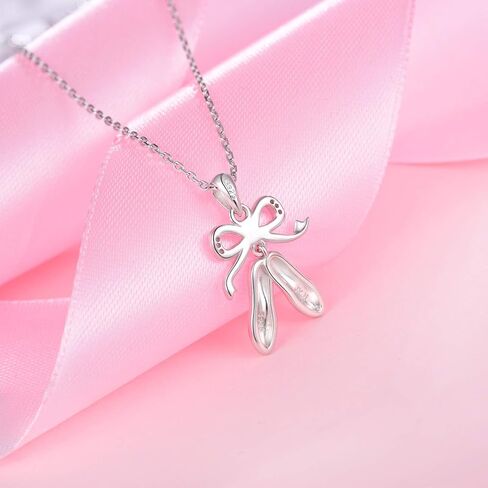 قلادة راقصة الباليه من الفضة الإسترلينية مع شبشب باليه وقلادة مجوهرات هدية للنساء والفتيات المراهقات in Kuwait