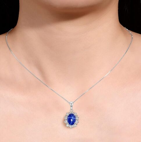 قلادة مستوحاة من الأميرة ديانا من Rylos: قلادة من الفضة الإسترليني والأحجار الكريمة والألماس، 18 سلسلة، جوهرة الميلاد 9 × 7 مم، مجوهرات نسائية in Kuwait