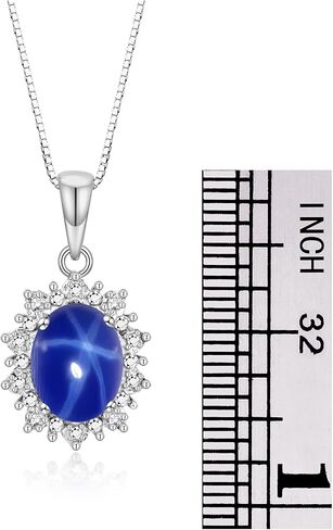 قلادة مستوحاة من الأميرة ديانا من Rylos: قلادة من الفضة الإسترليني والأحجار الكريمة والألماس، 18 سلسلة، جوهرة الميلاد 9 × 7 مم، مجوهرات نسائية in Kuwait