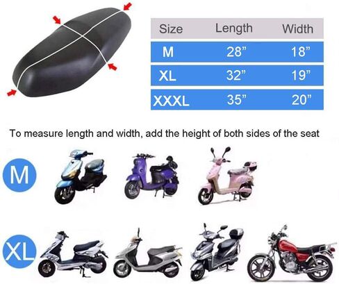 Motorcycle Seat Cover 3D Honeycomb Sunscreen Heat Insulation Seat Spacer Mesh Fabric Breathable Anti-Slip Cushion for Scooter Moped Black (M) in Saudi Arabia